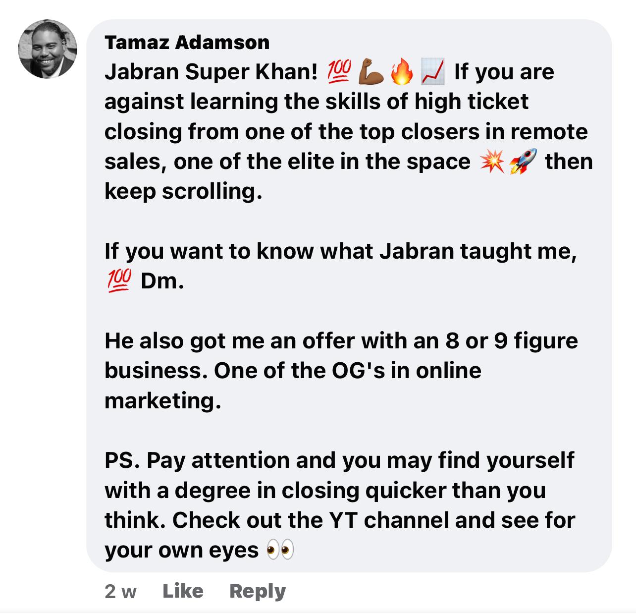 Testimonial from Tamaz Adamson