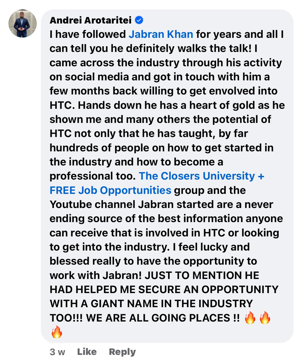 Testimonial from Andrei Arotaritei