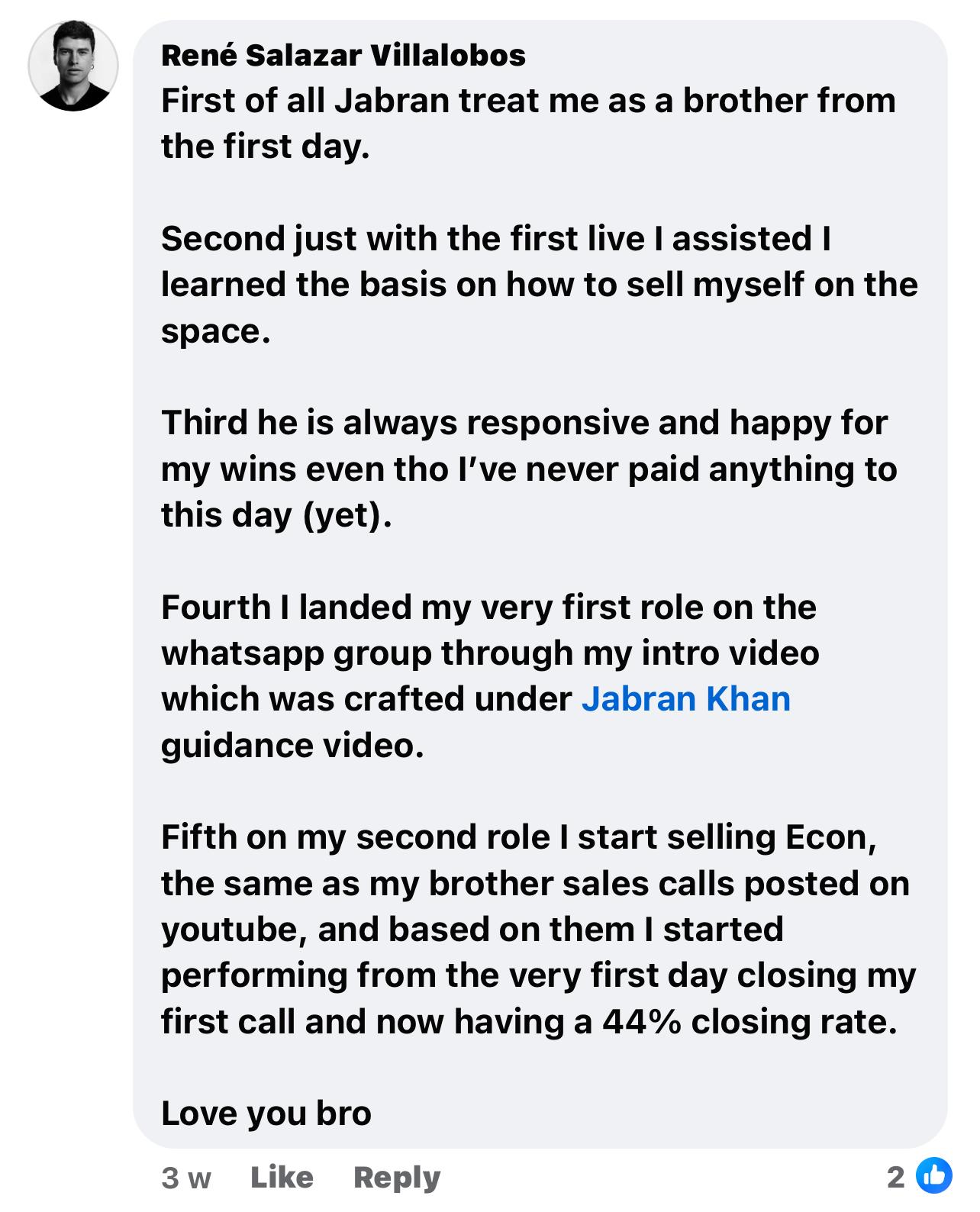 Testimonial from René Salazar Villalobos