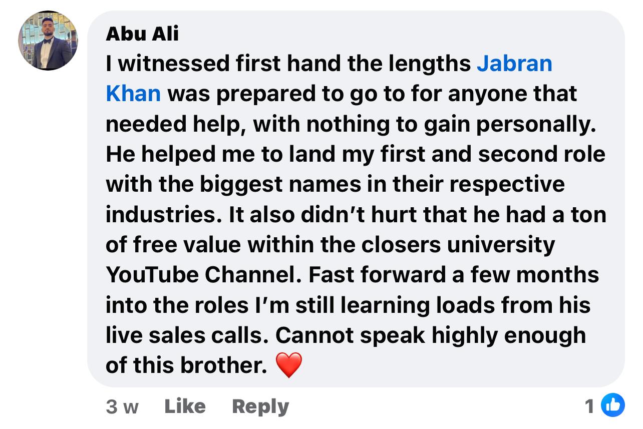 Testimonial from Abu Ali