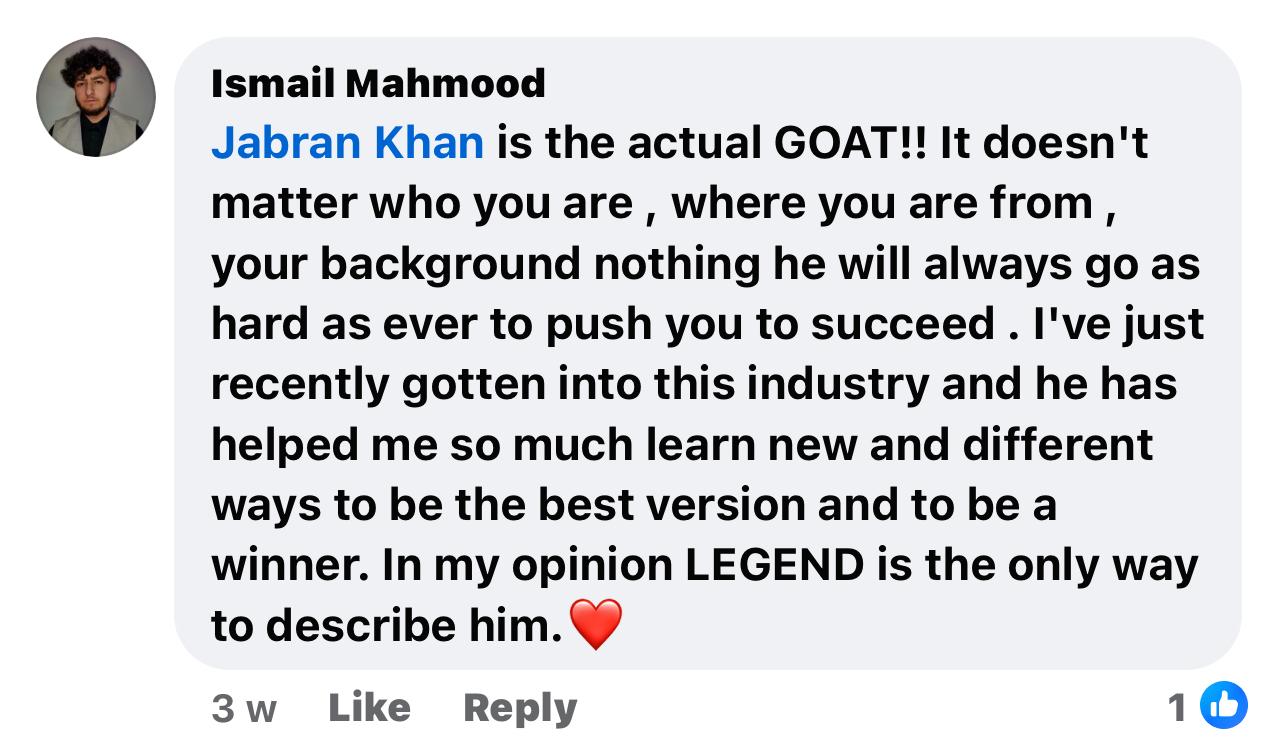 Testimonial from Ismail Mahmood