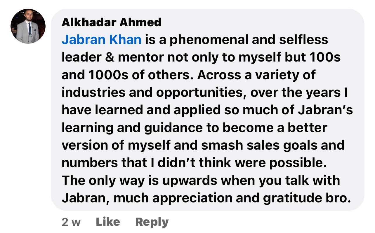 Testimonial from Alkhadar Ahmed